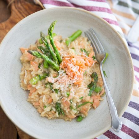 Risotto salmon and asparagus